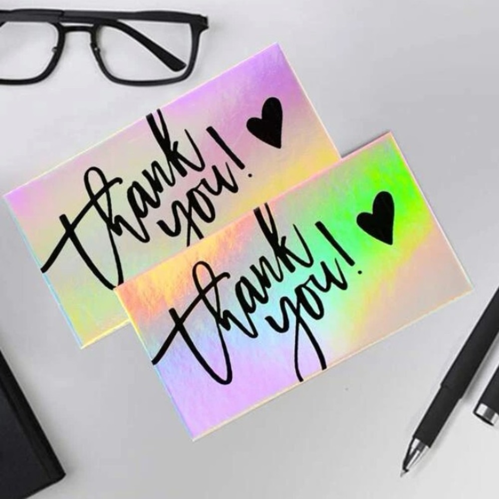 50 PK Metallic Rainbow Thank You Cards 50 Pack Set - Picture 3 of 7